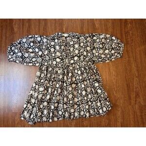 Daughters Of India Dress XXXL Kyra Pepper Black Mini Boho Floral Block Print